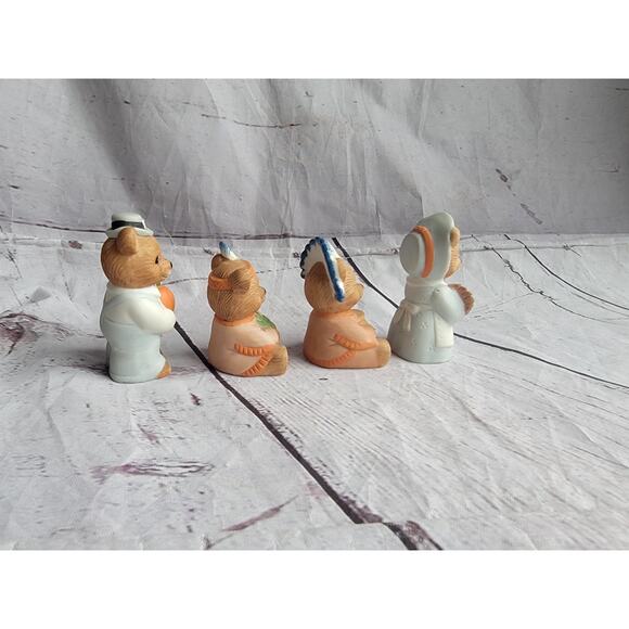 Homco Figurines Autumn Harvest Thanksgiving Bears Set #5312 READ - Picture 6 of 11